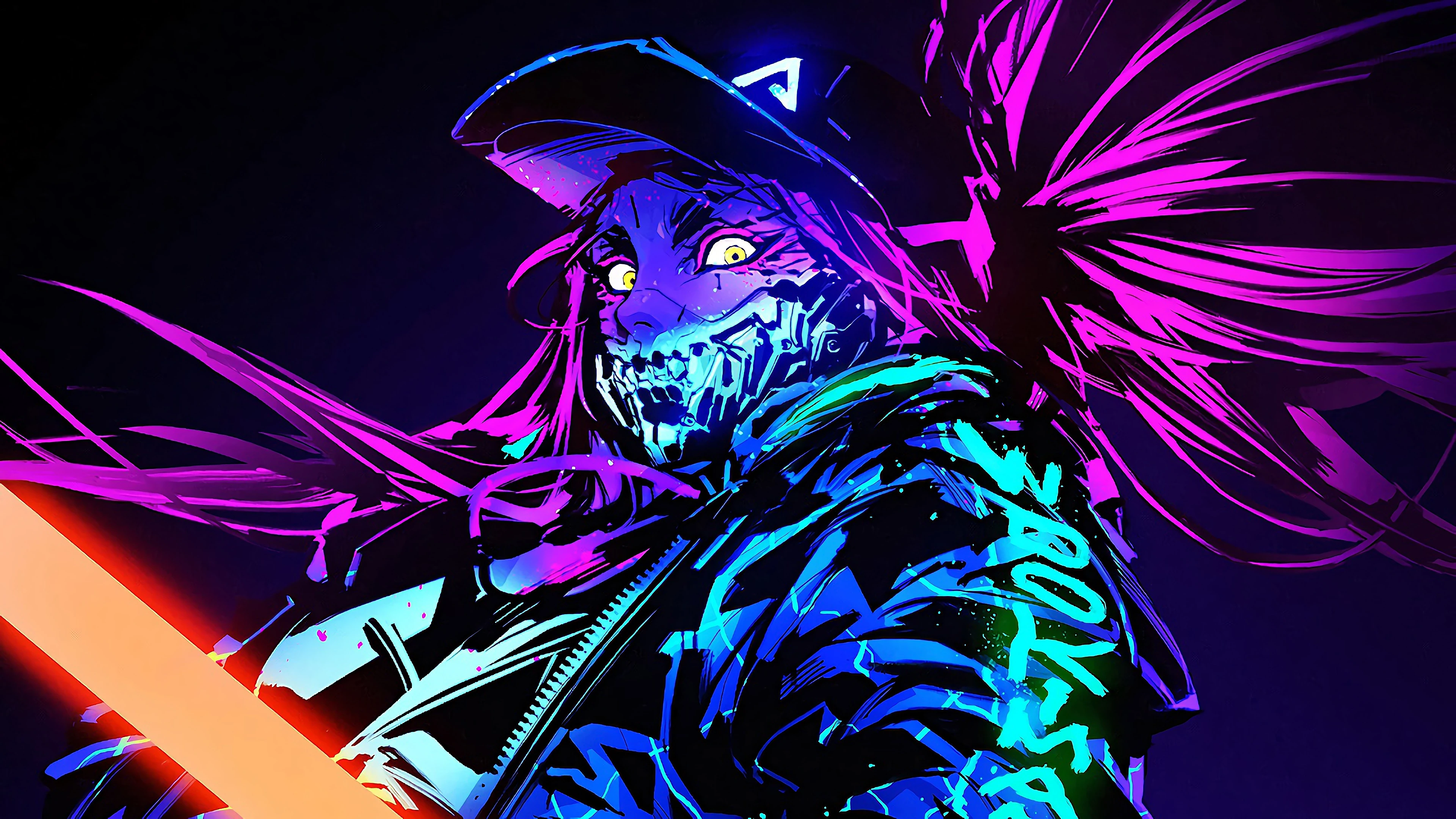 K Da Akali Neon Lol League Of Legends Lol Wallpaper K