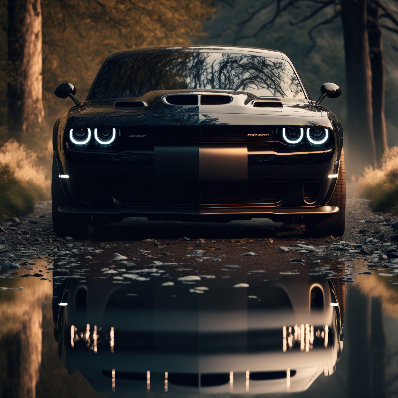 Black Dodge Challenger 4k Wallpaper 4K