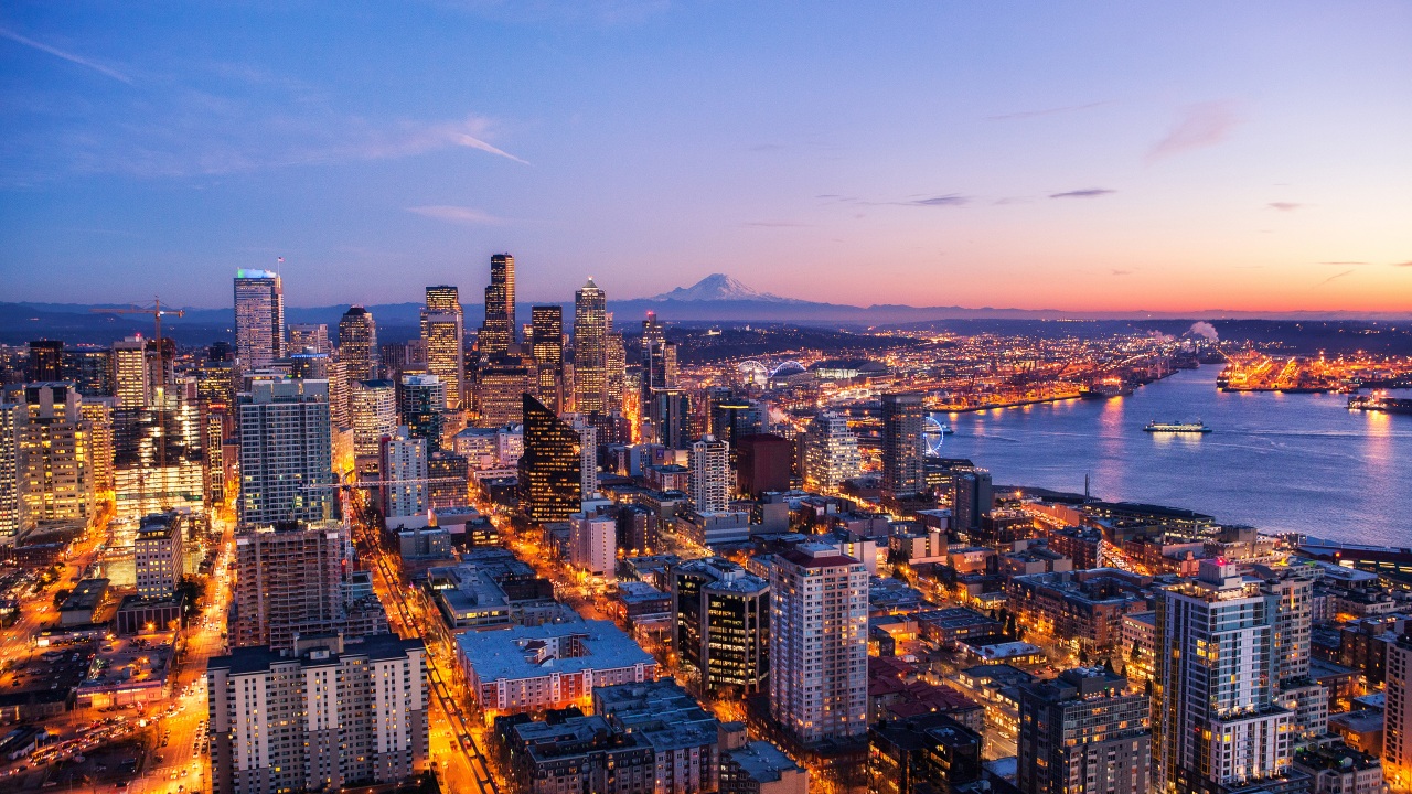 Seattle Skyline At Night View 4k Wallpaper 4K