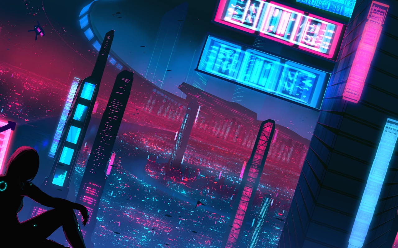 Night Neon Alone Girl Cyberpunk - 4k Wallpapers - 40.000+ ipad ...