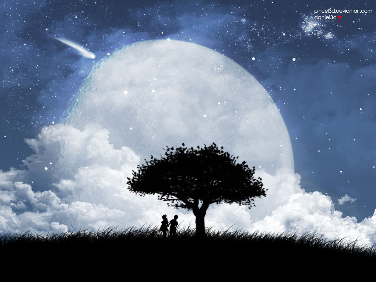 Wallpaper 4k Love on the moon Wallpaper