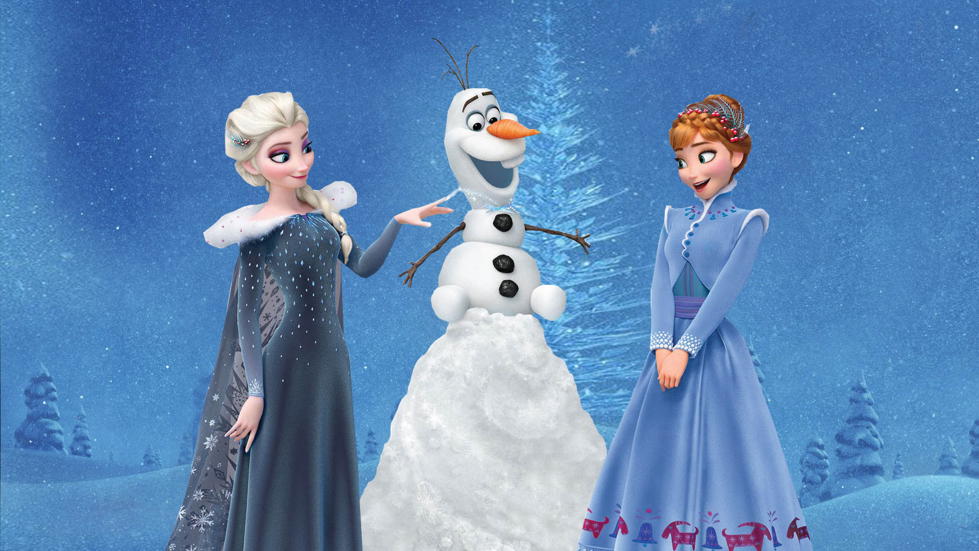 Anna Elsa Blue Background 4K 8K HD Olafs Frozen Adventure Wallpapers  HD  Wallpapers  ID 73648