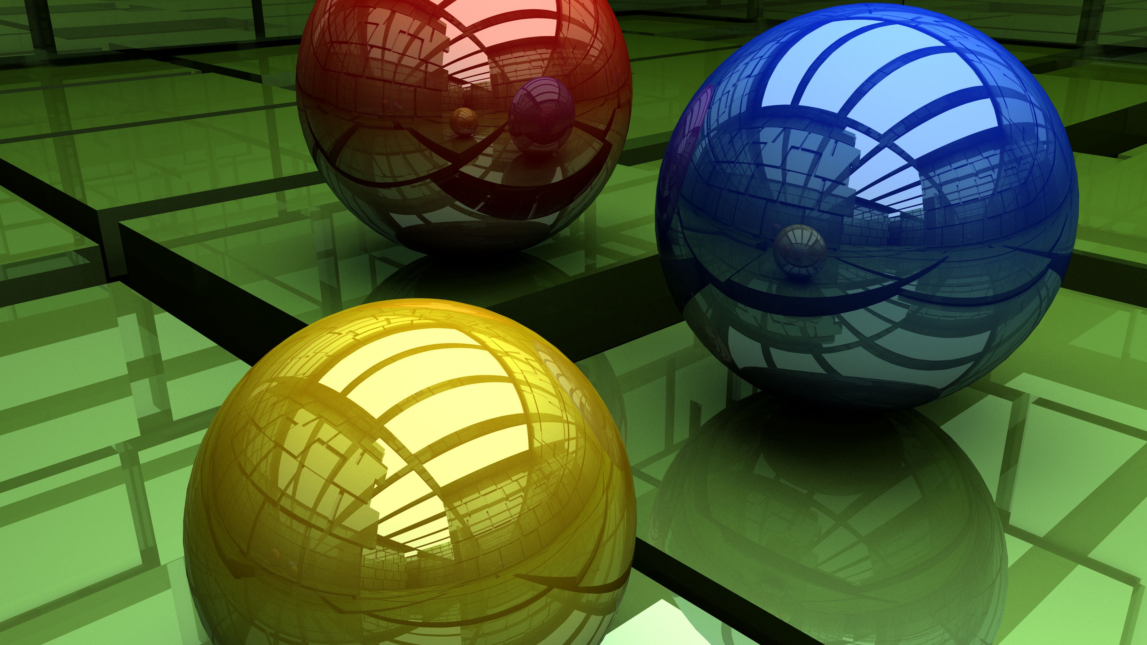 balls three colored surface cubic 4k 1536854838