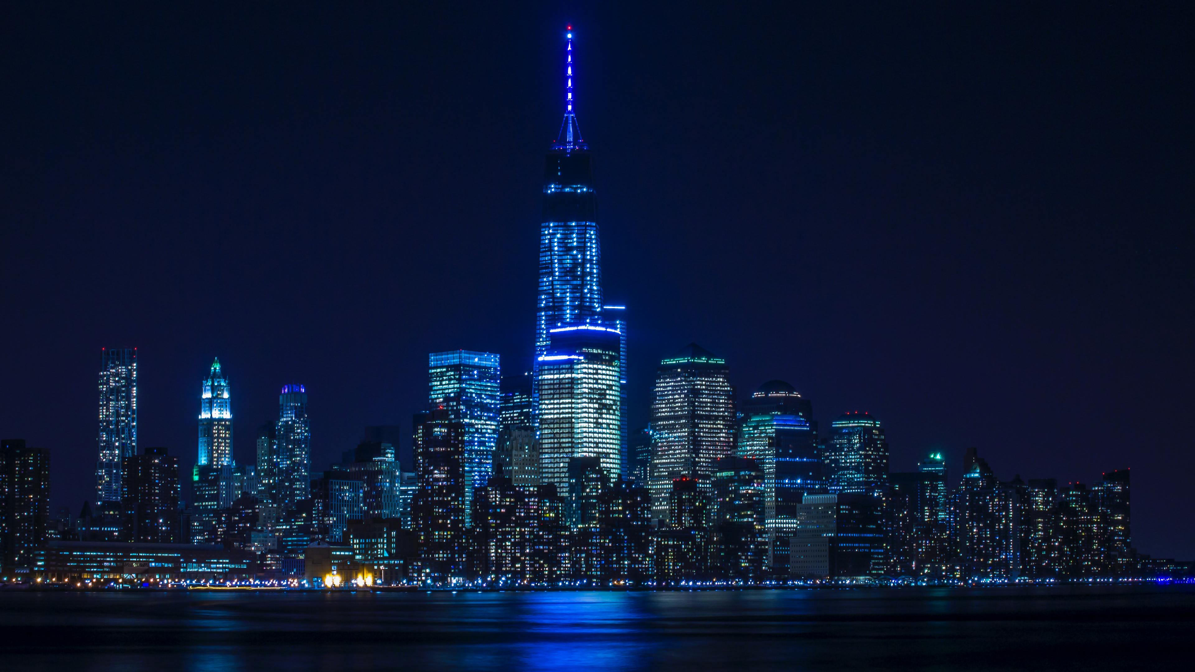 blue light buildings architecture 8k 1538070270