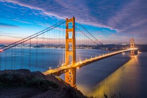 bridge dawn strait golden gate san francisco 4k 1538067986