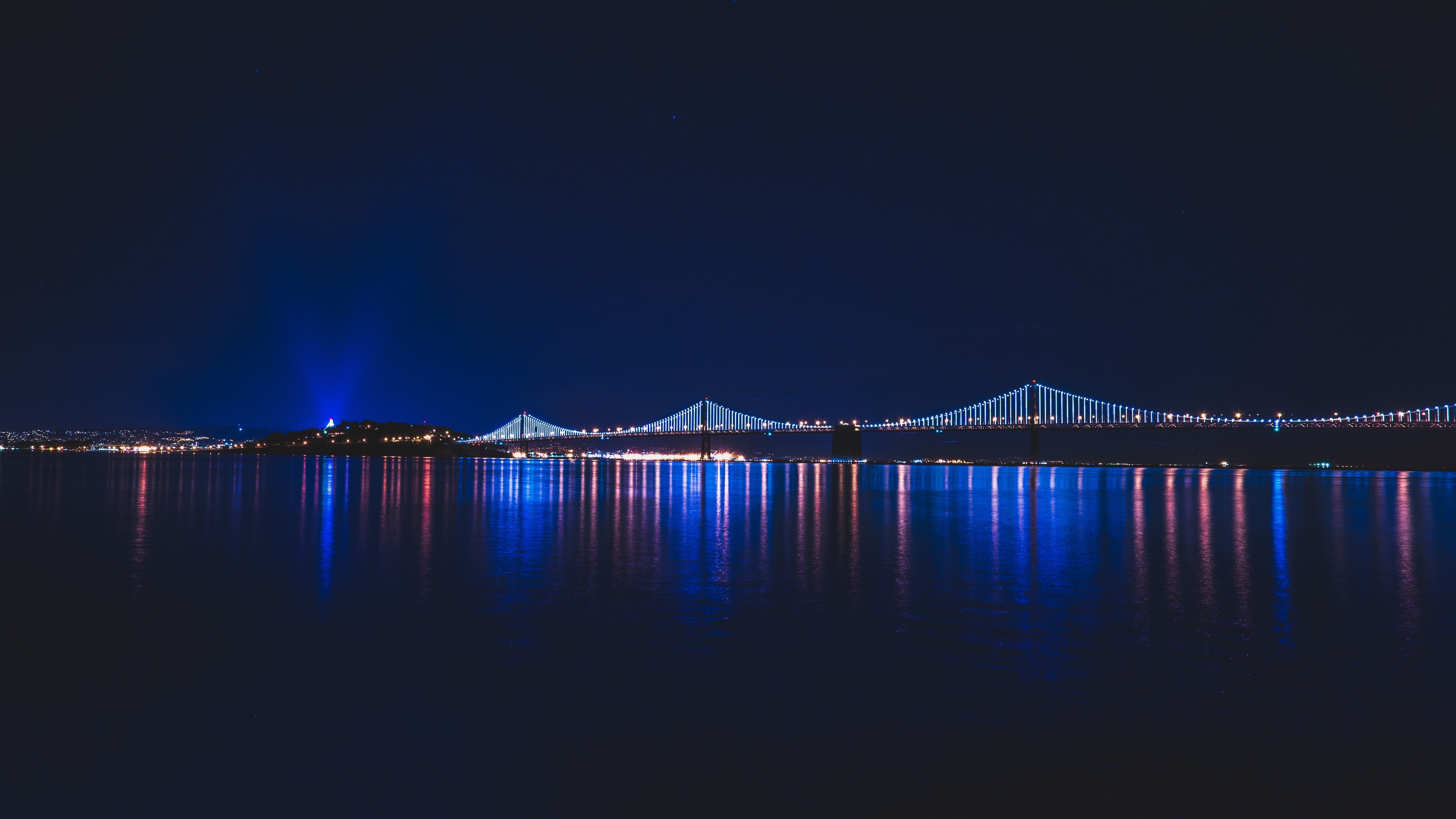 bridge night city river 4k 1538065480