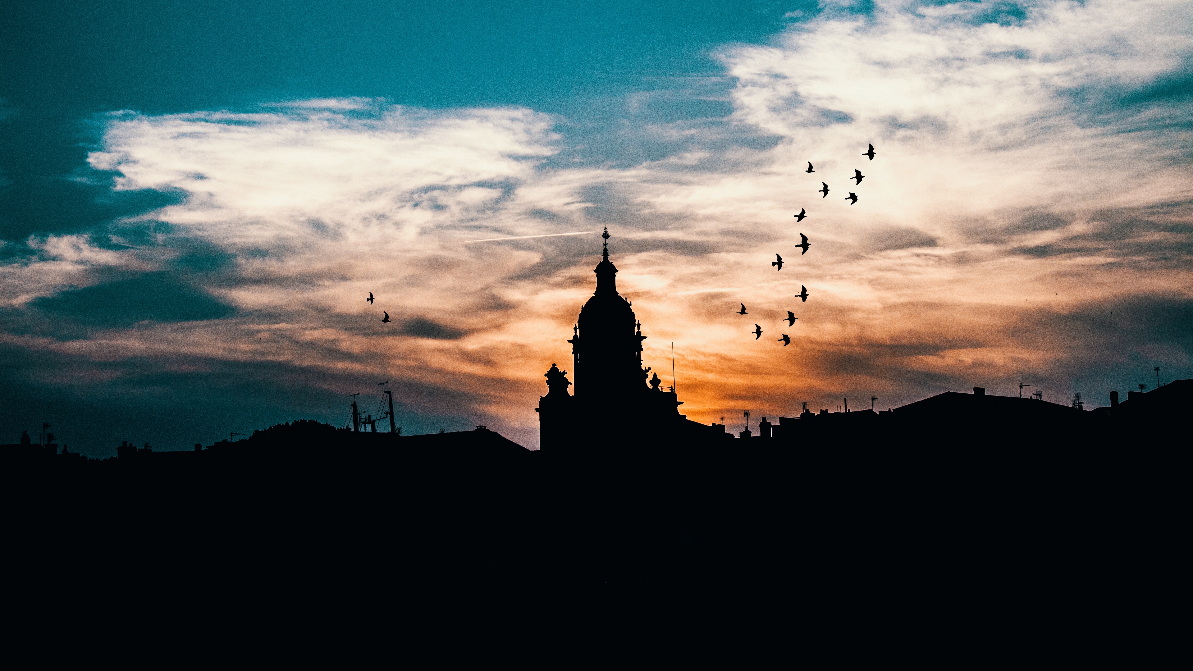 building architecture silhouette night sky 4k 1538065110