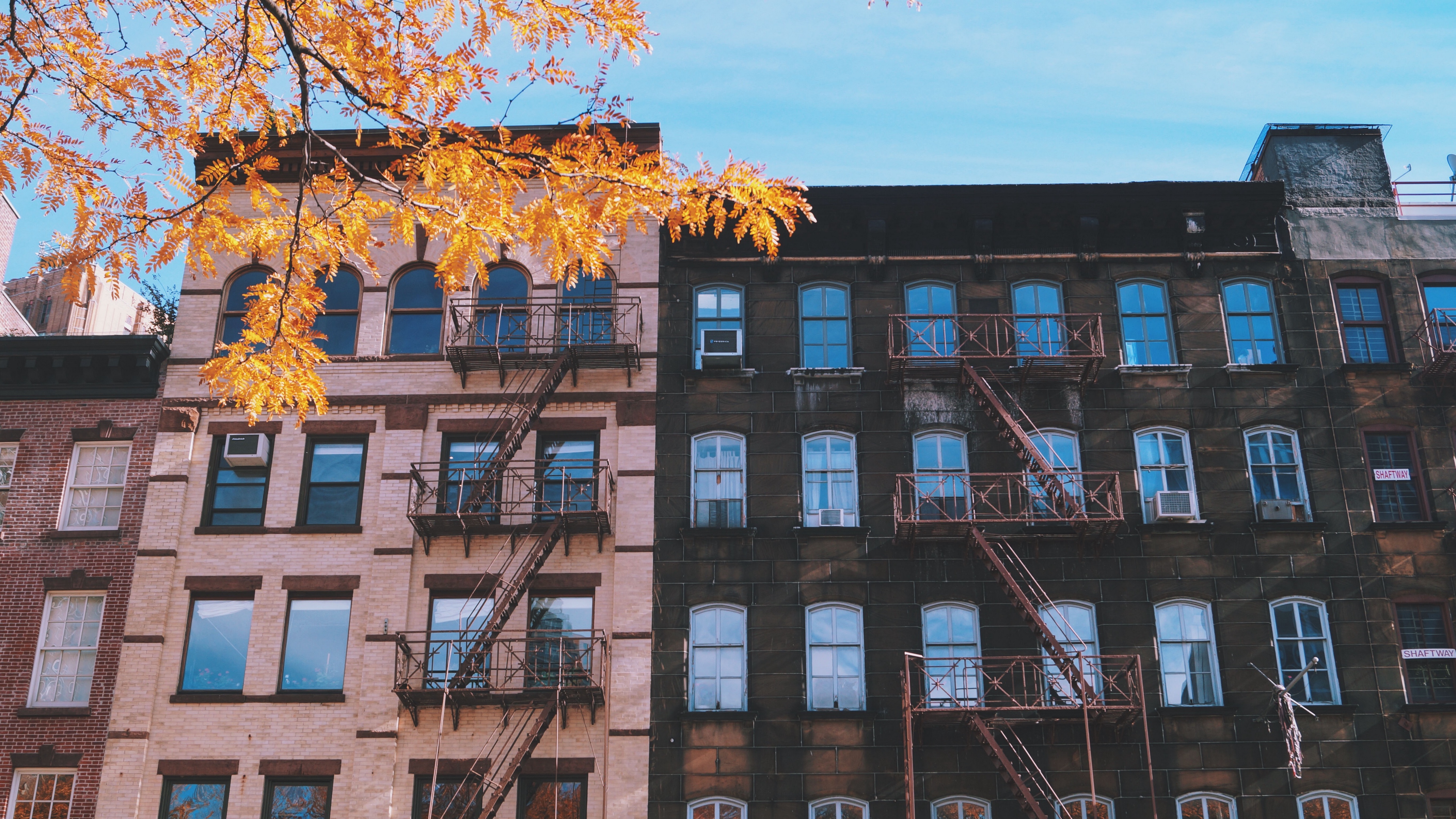 building windows stairs facade autumn 4k 1538064764