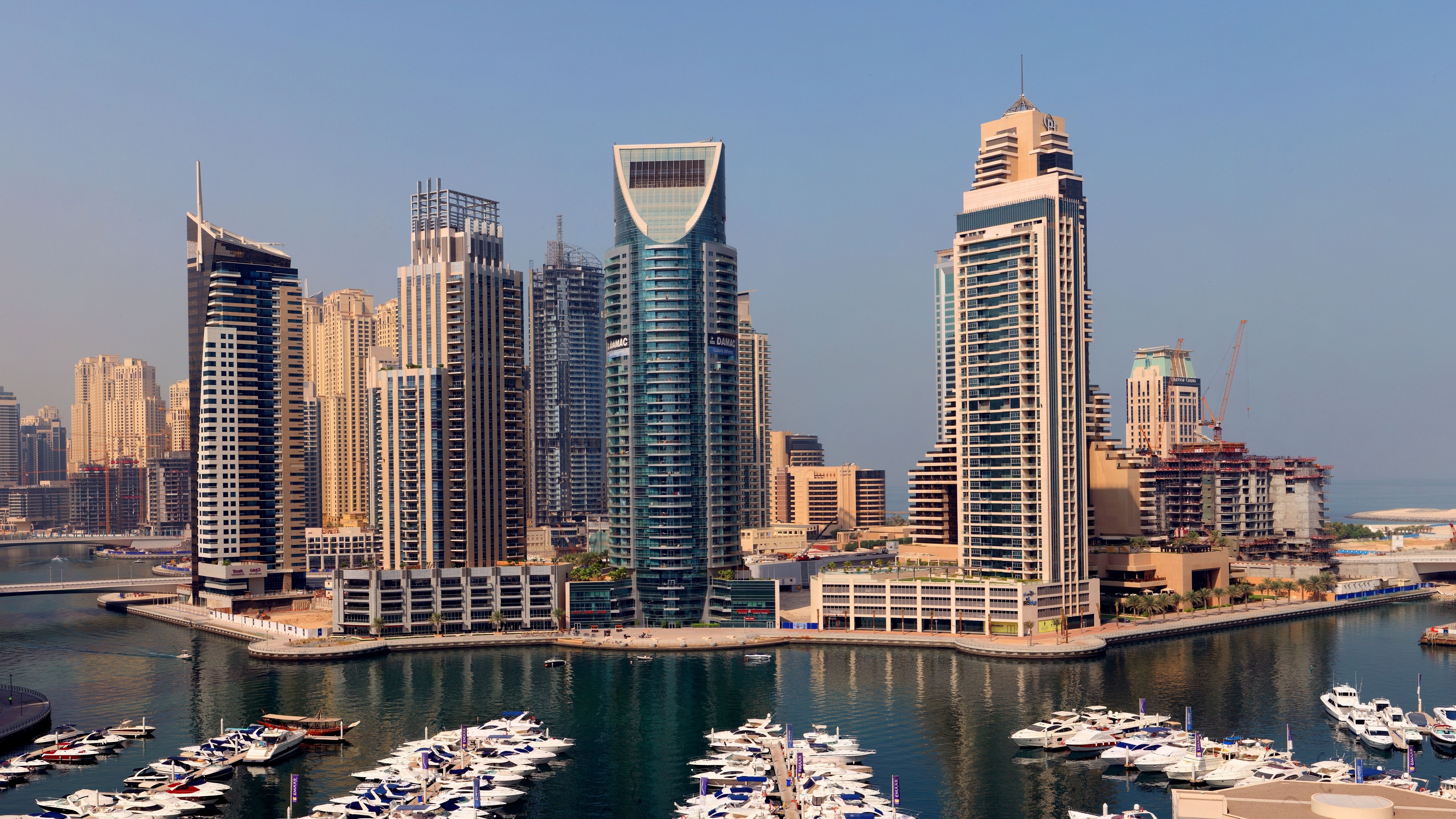 buildings skyscrapers harbors marinas boat 4k 1538064943