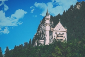 castle building mountains trees 4k 1538065041