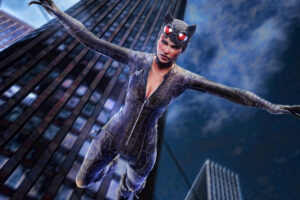 catwoman jumping out of building artwork 4k 1537646007