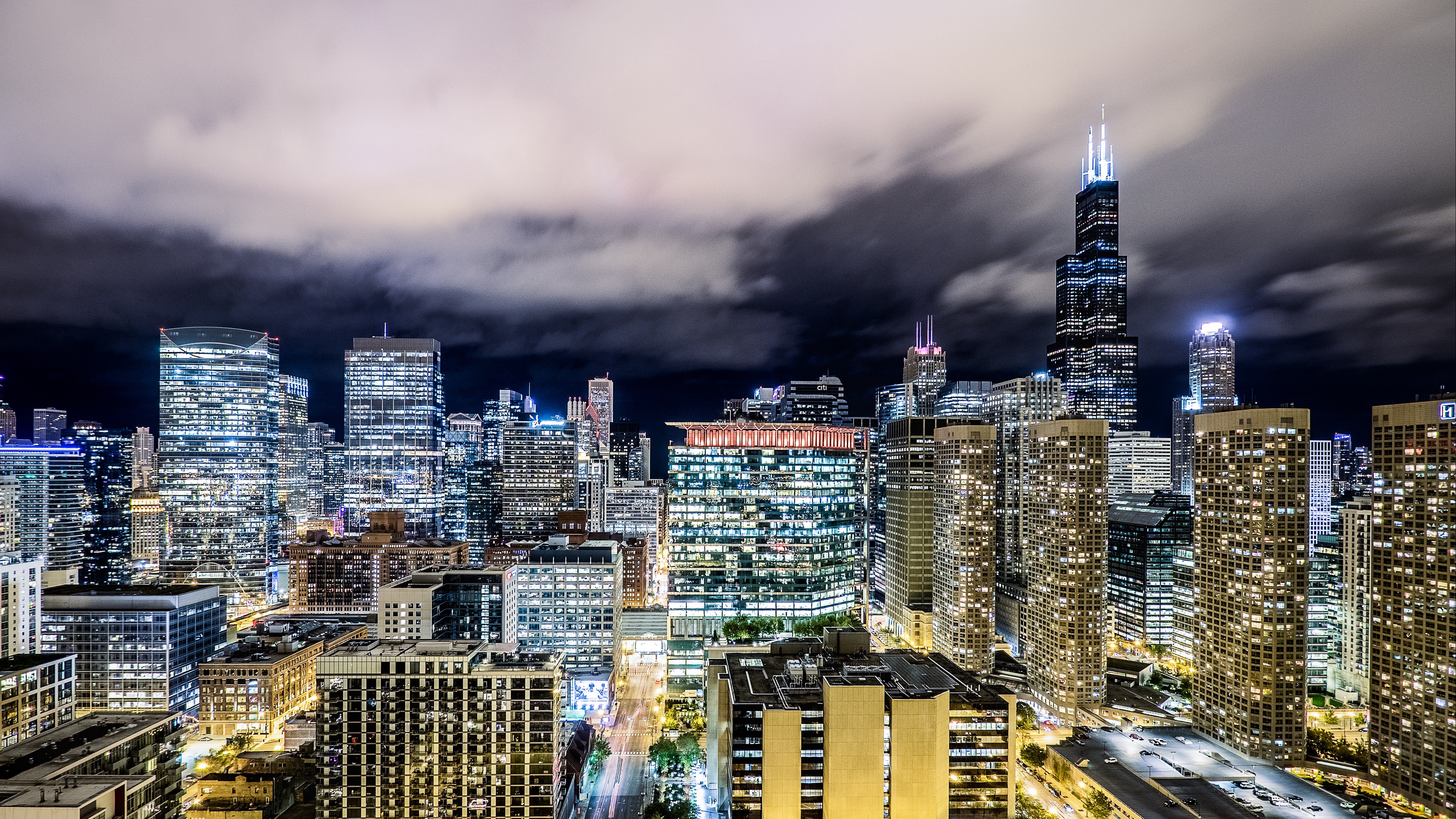 chicago night city skyscrapers exposition 4k 1538066157