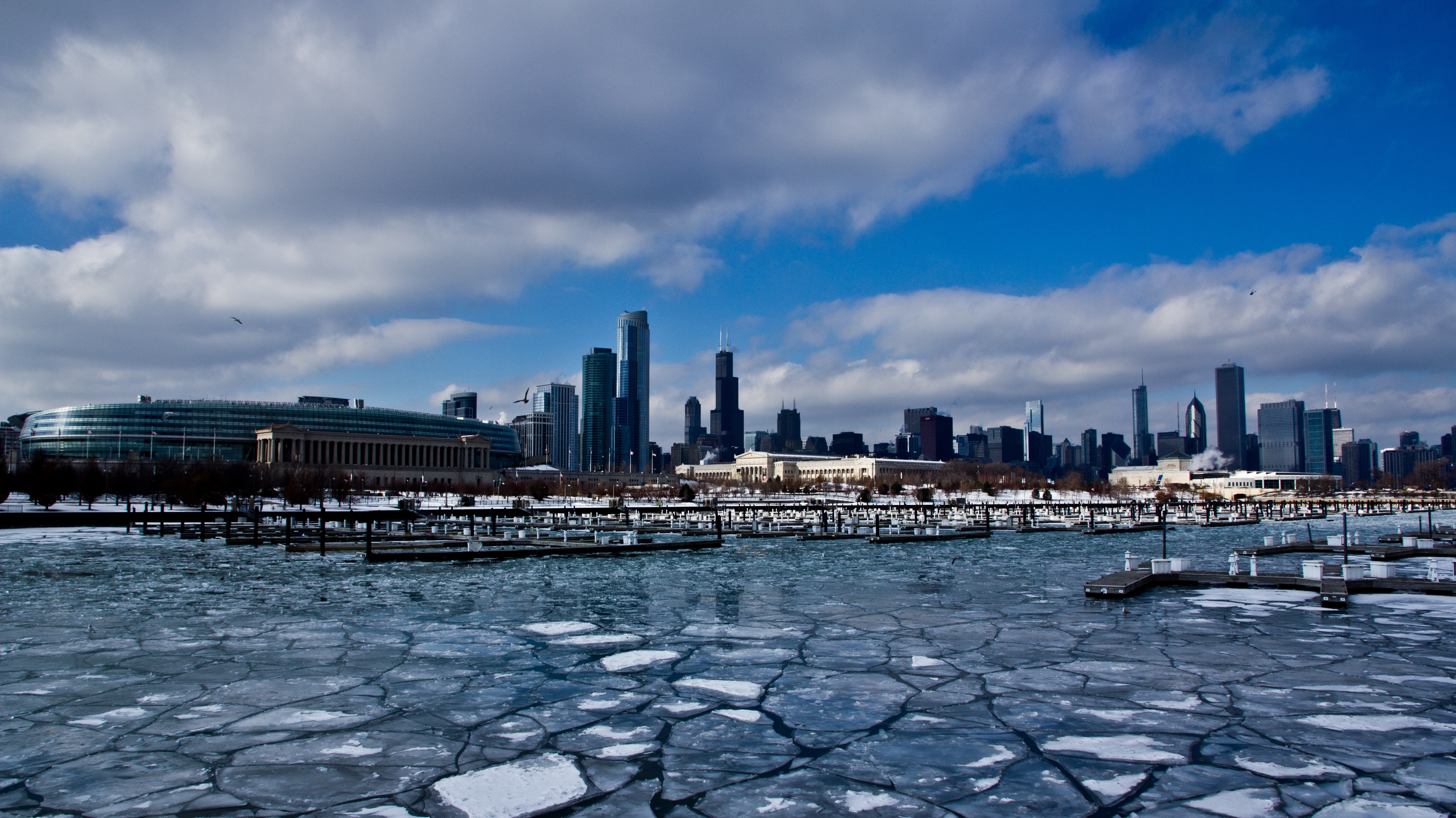 chicago usa illinois america zdniya skyscrapers ice port winter building 4k 1538067170