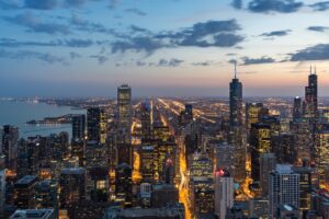 chicago usa skyscrapers night view from above 4k 1538068469