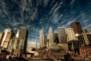 city toronto canada sky clouds houses 4k 1538068516