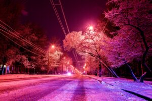 city winter photoshop road snow 4k 1538067987