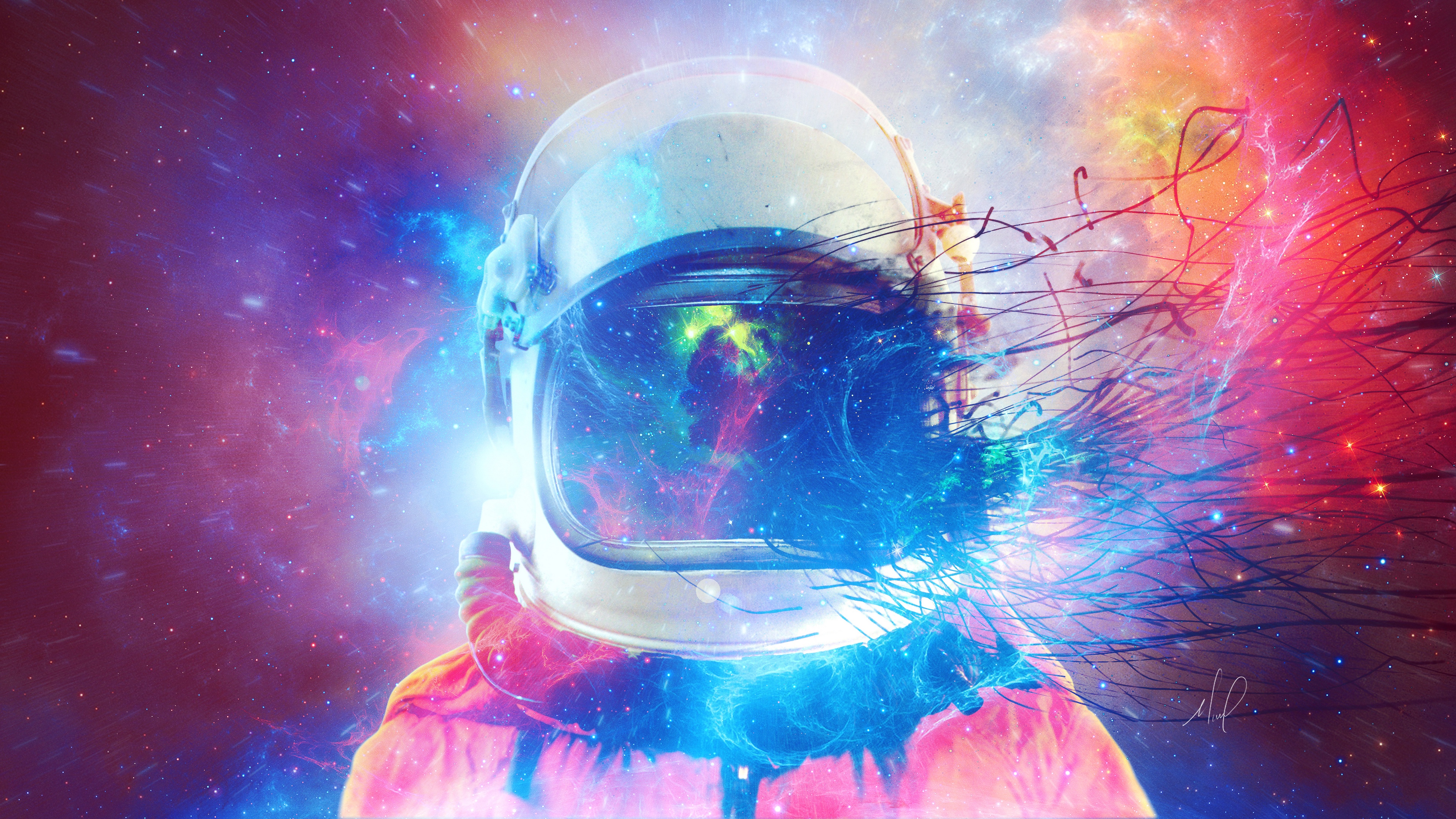 cosmonaut space suit multicolored space 4k 1536016994