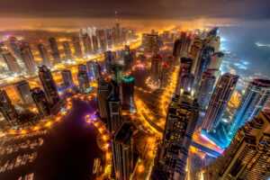 dubai buildings night lights top view 8k 1538069560