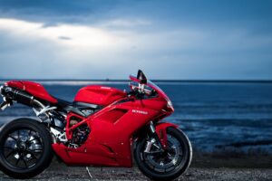 ducati 1098 motorcycle sea red 4k 1536018786