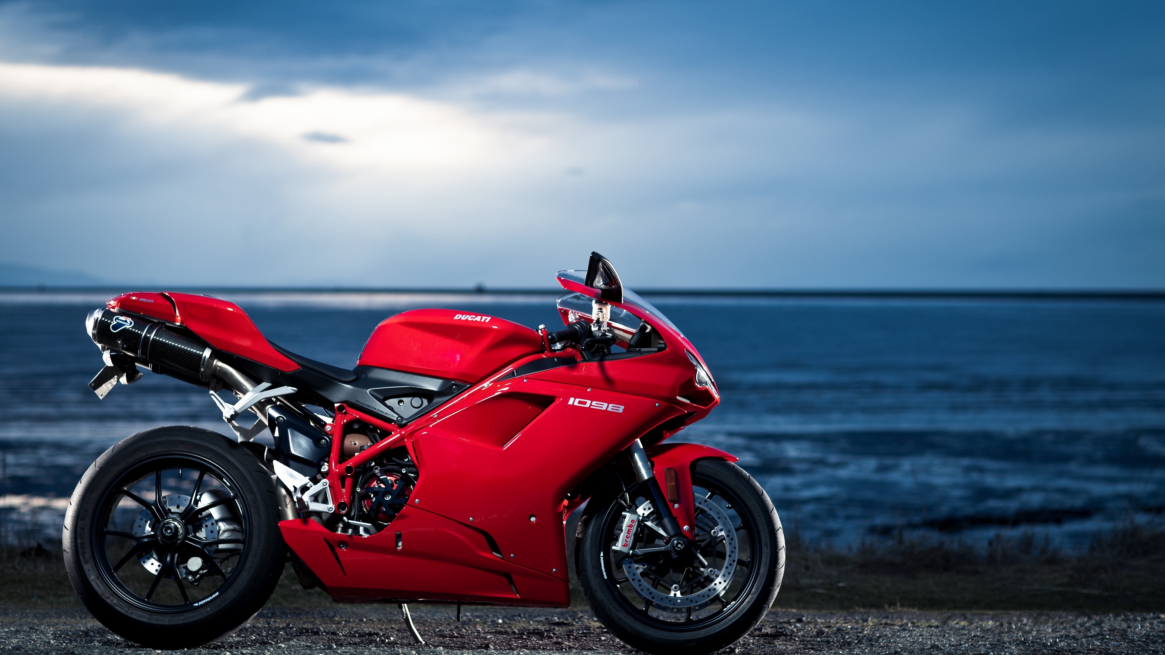 ducati 1098 motorcycle sea red 4k 1536018786