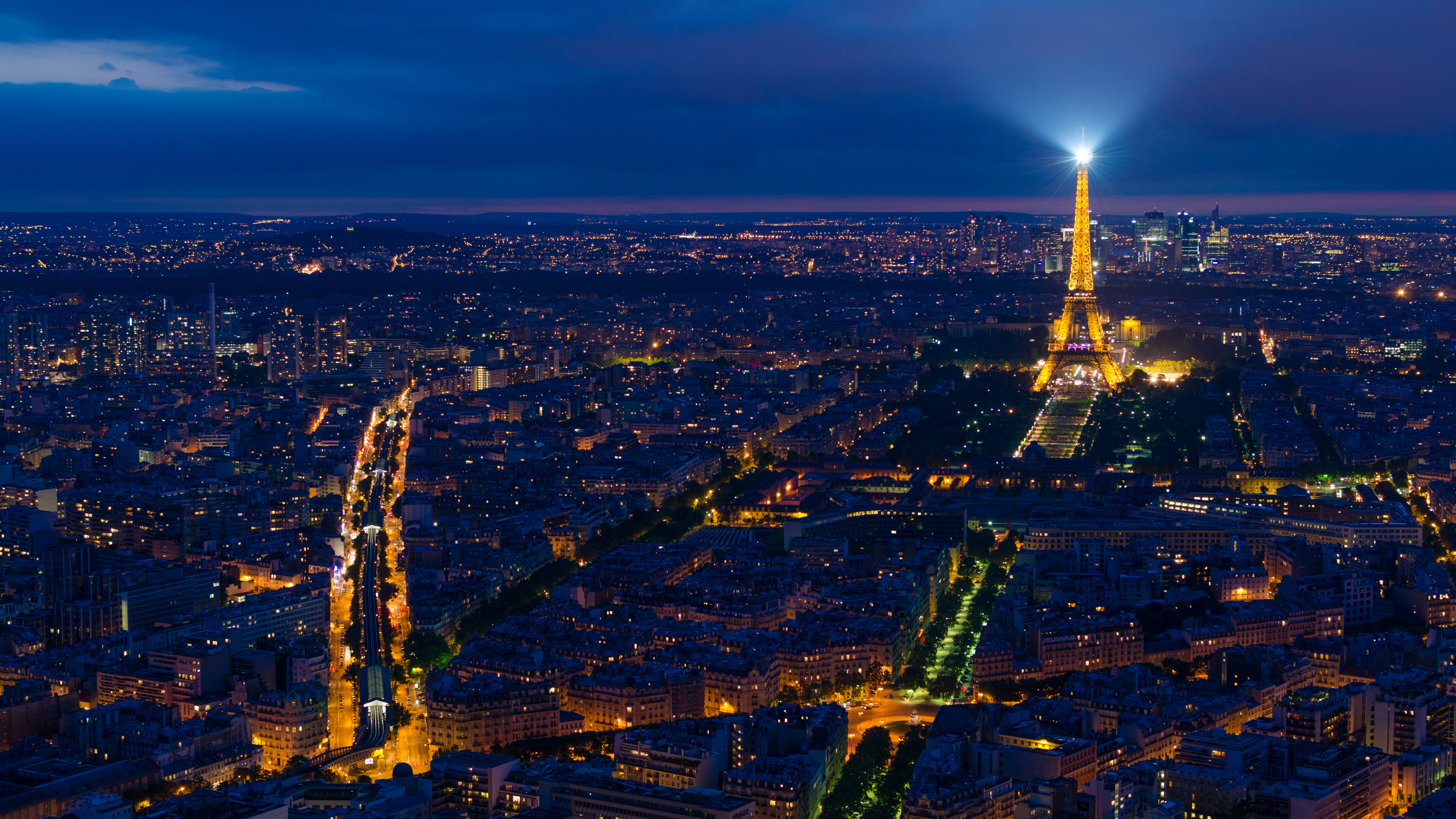eiffel tower, night city, paris, france, city lights 4k