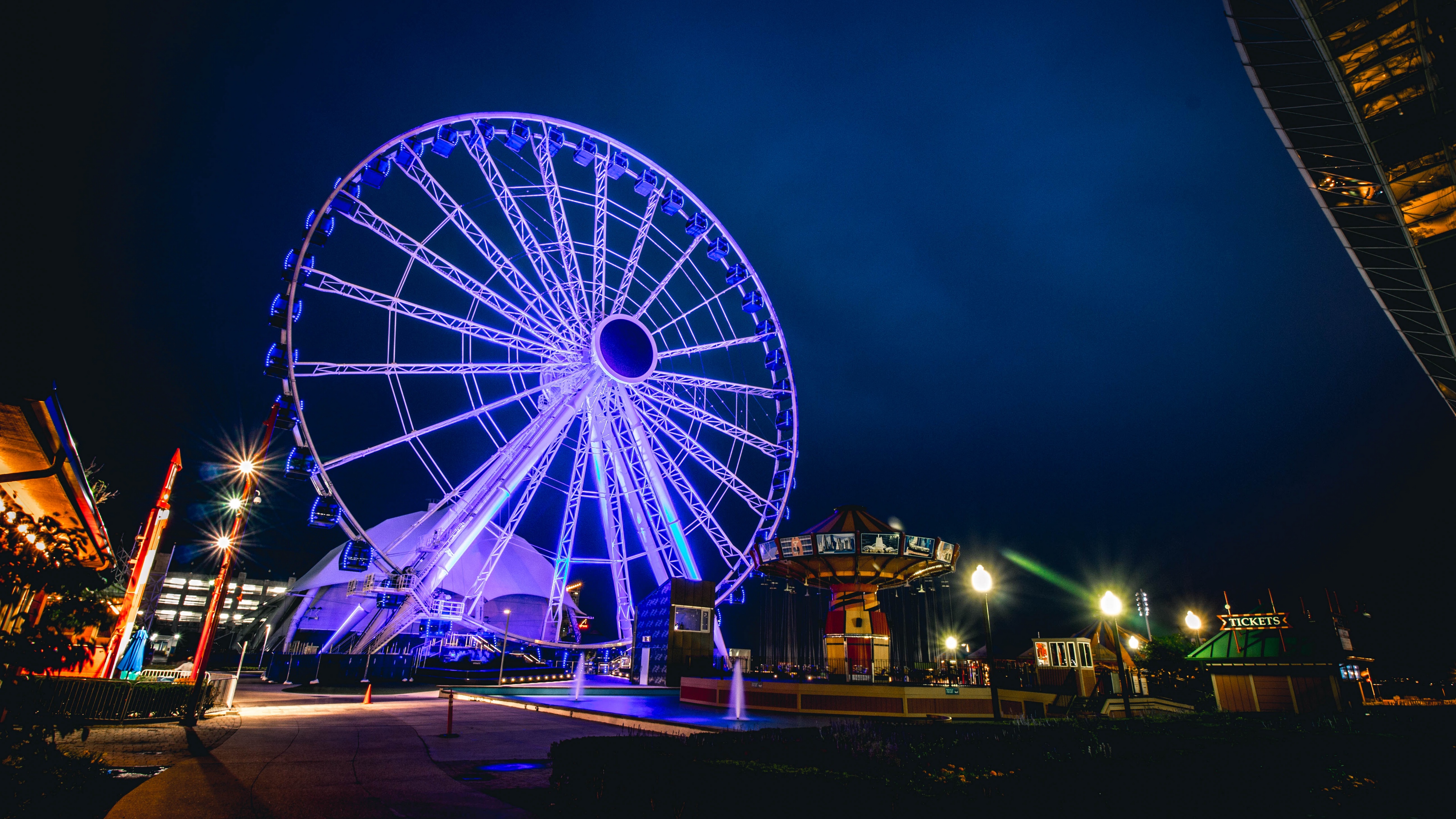 ferris wheel night light attraction 4k 1538065217