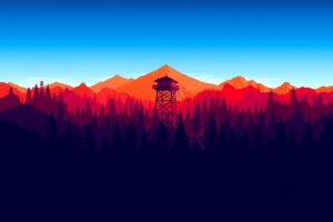 firewatch forest mountains minimalism 4k 1537690821