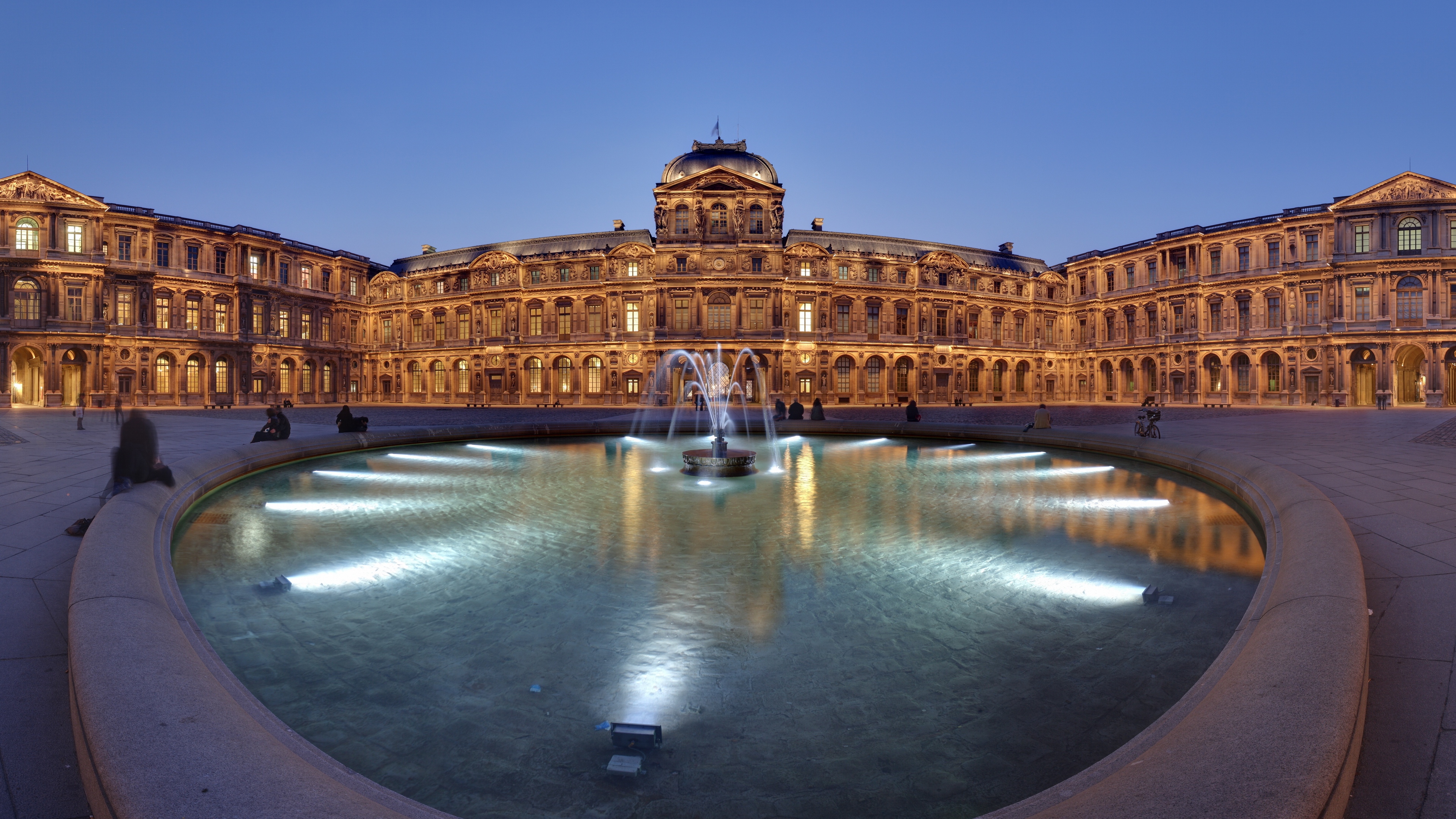 france louvre panorama fountain lights evening attractions 4k 1538065670