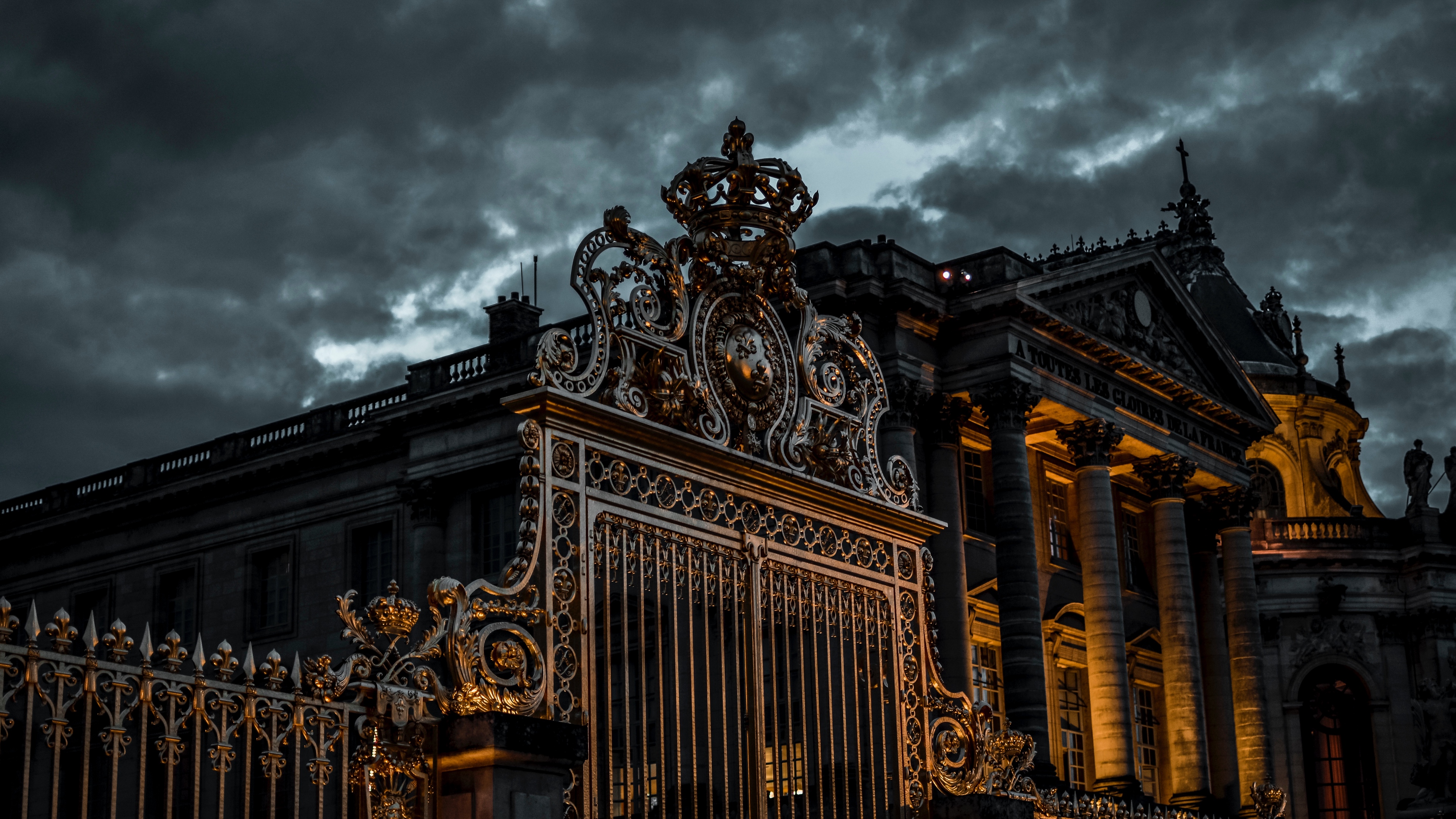 gate sky overcast night 4k 1538067379