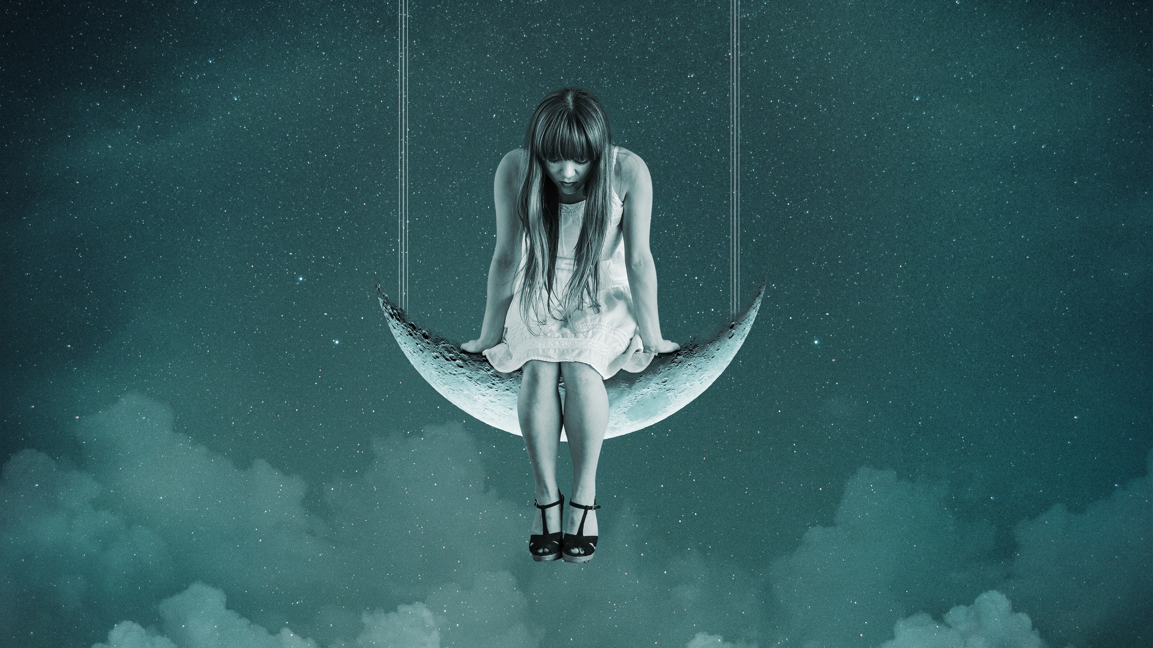 girl moon sky swing photoshop 4k 1536098371