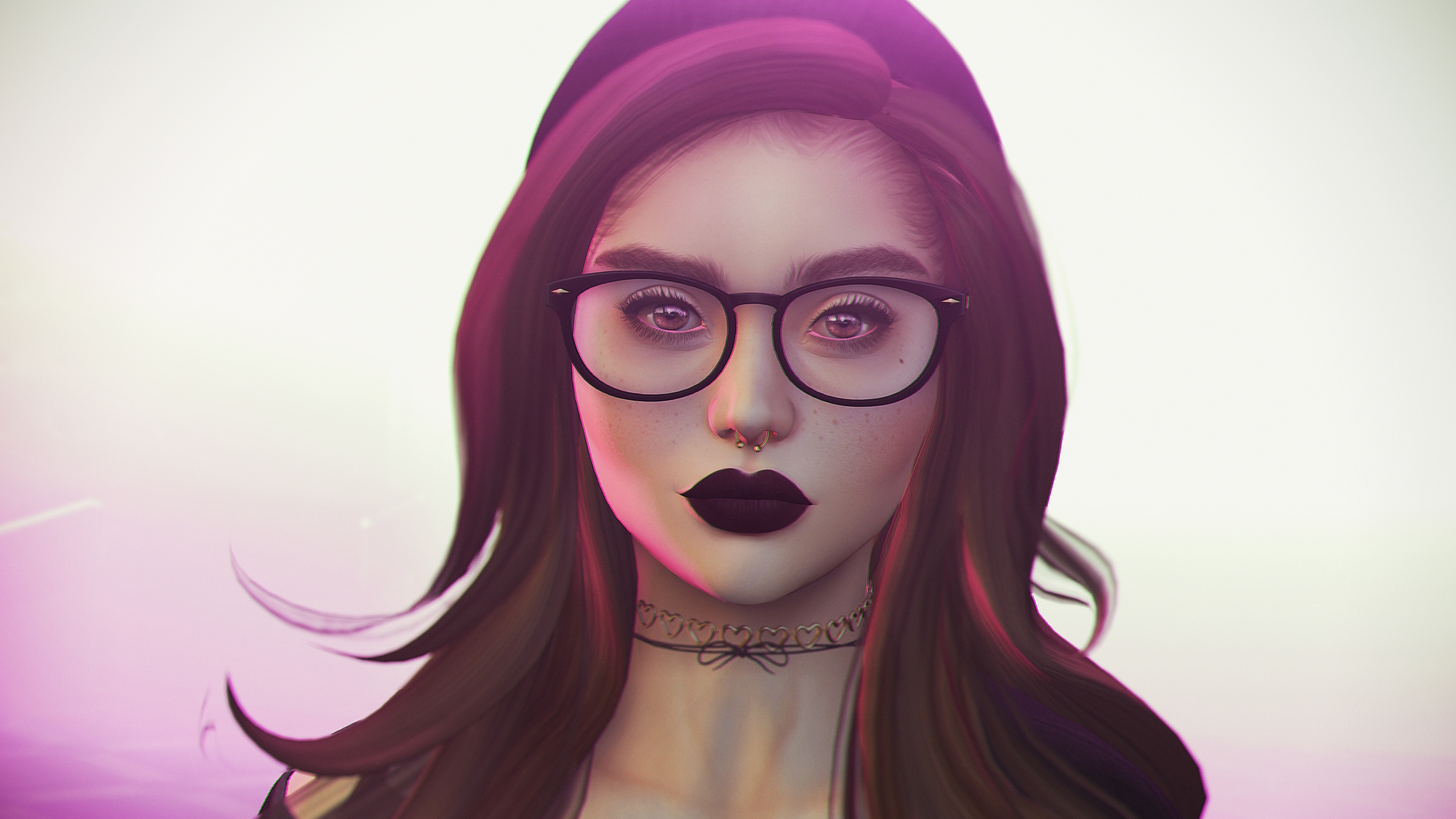 girl piercing glasses face art 4k 1536854939