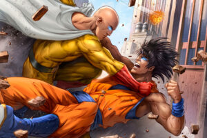 goku and one punch man 5k art 1537646015