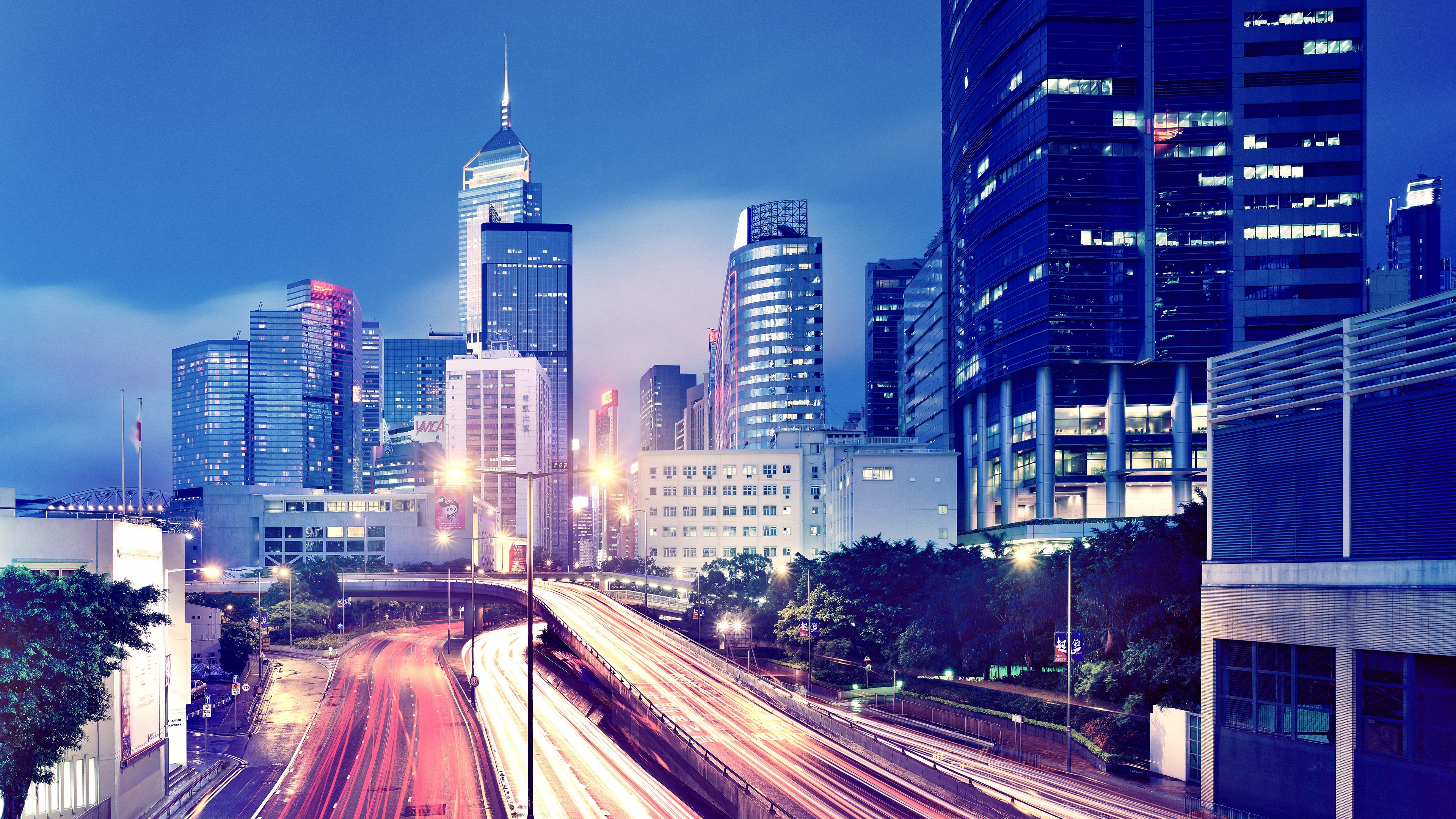 hong kong lights evening metropolis buildings skyscrapers roads traffic 4k 1538064779