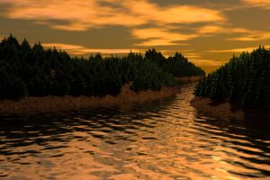 landscape 3d art river trees 4k 1536854789