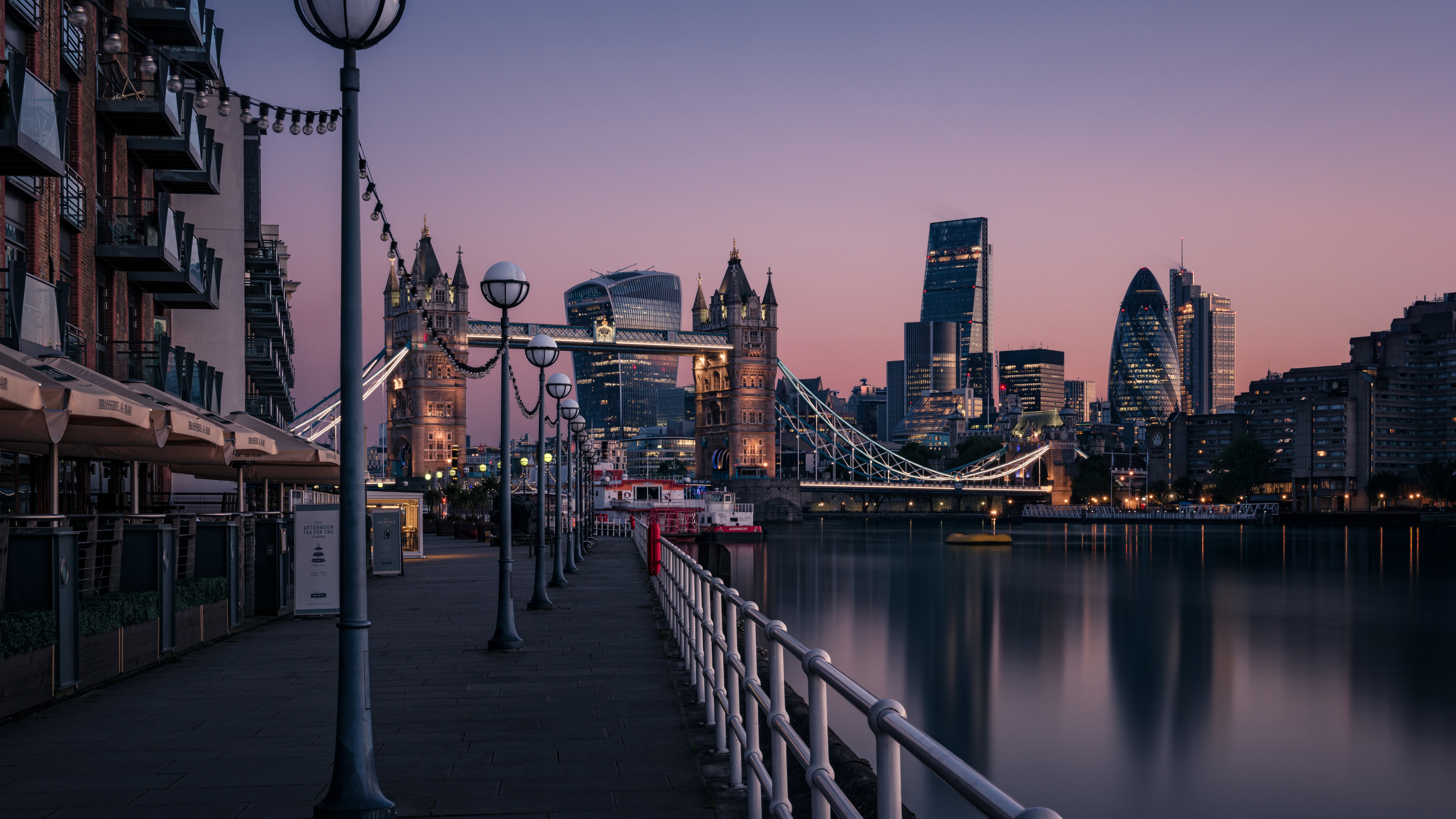 london evening buildings water side 8k 1538070302