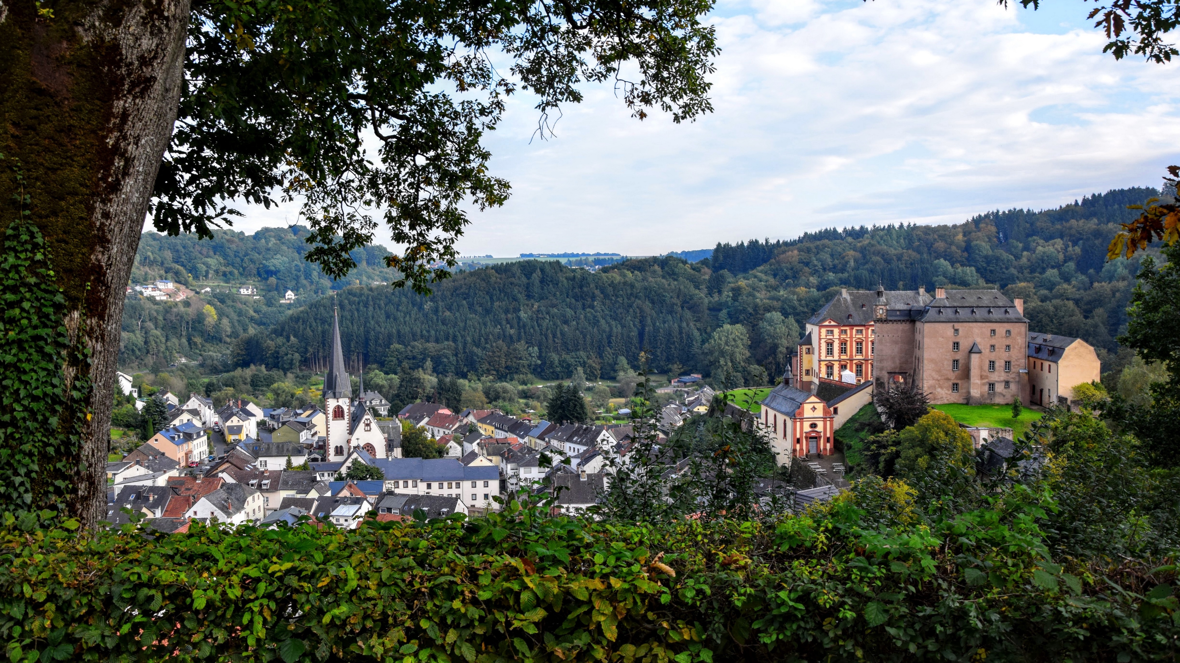 malberg germany architecture buildings trees 4k 1538065009