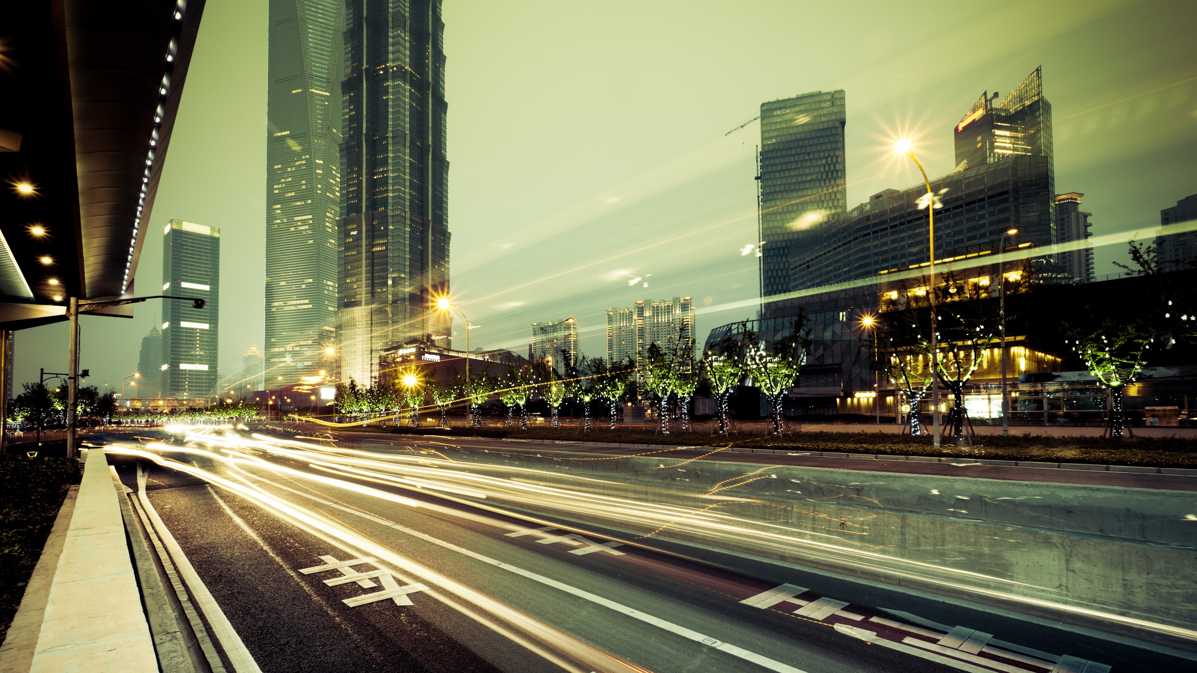 metropolis buildings skyscrapers road lights 4k 1538065414