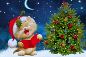 new year christmas cat card 4k 1538345392