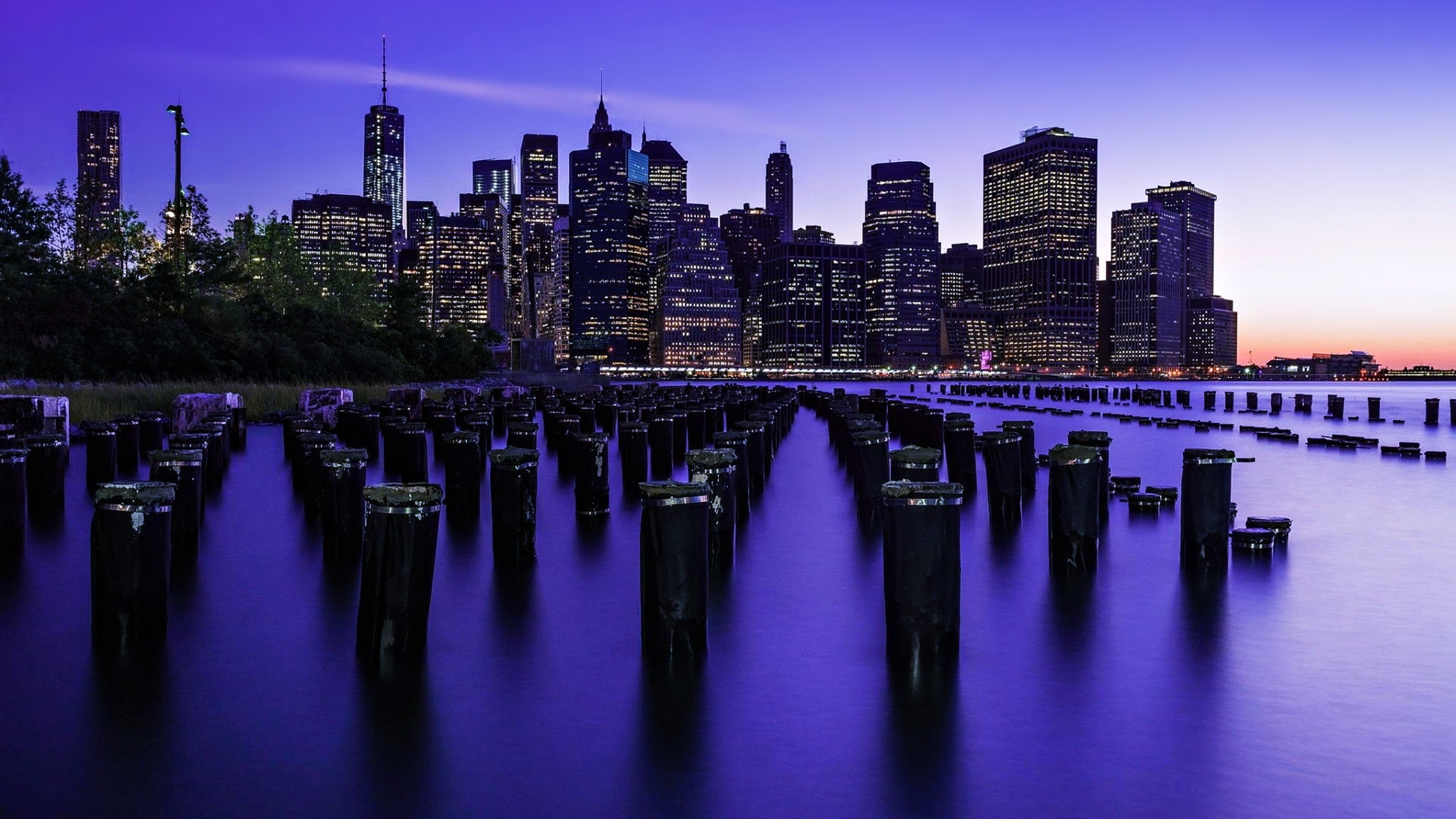 new york city skyscrapers buildings lights sky 1538069534