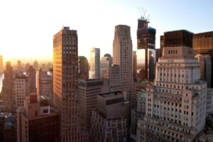 new york sunset buildings skyscrapers 4k 1538064945