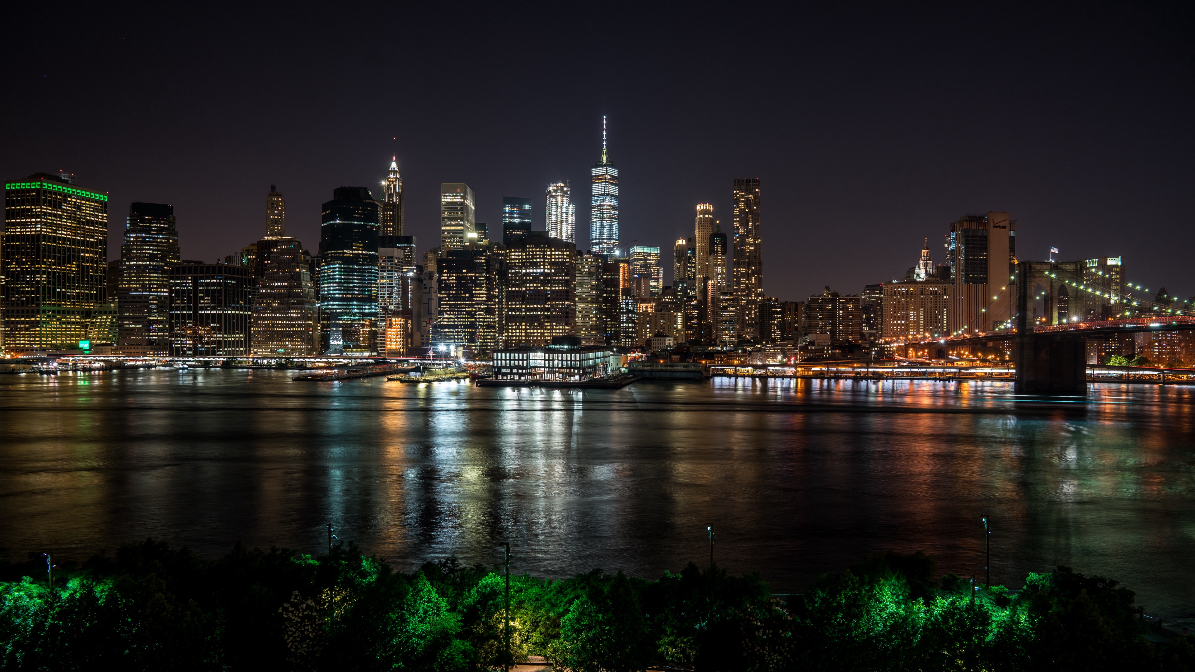New York City Skyscrapers Night Wallpaper