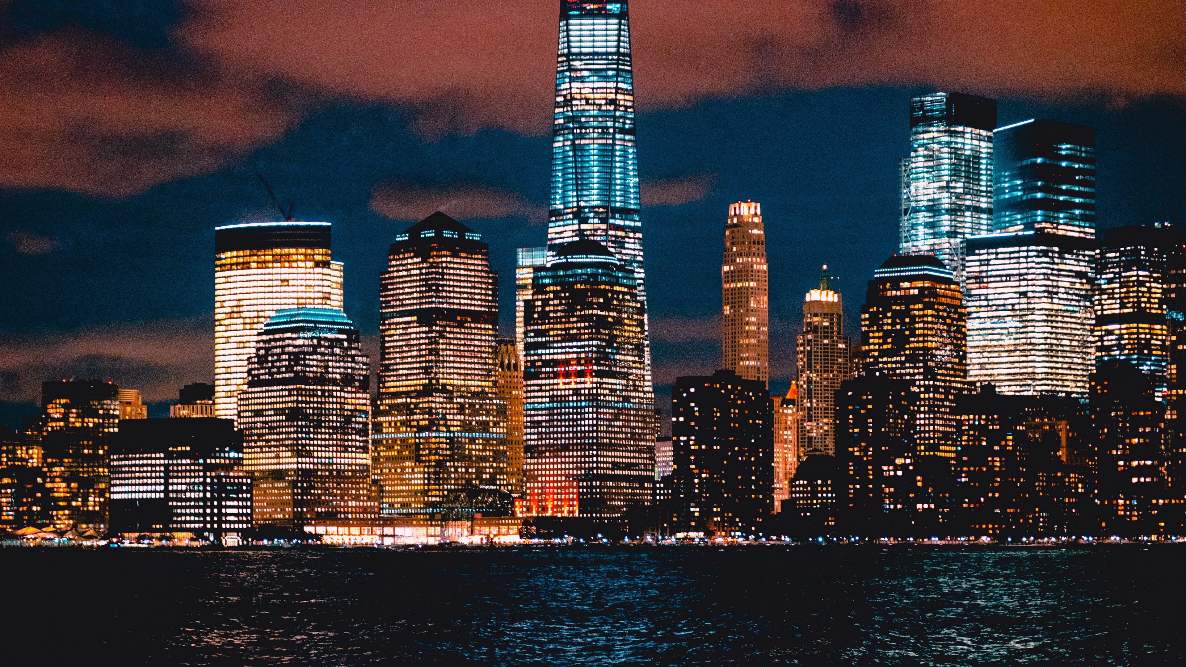 new york usa skyscrapers shore night 4k 1538065400