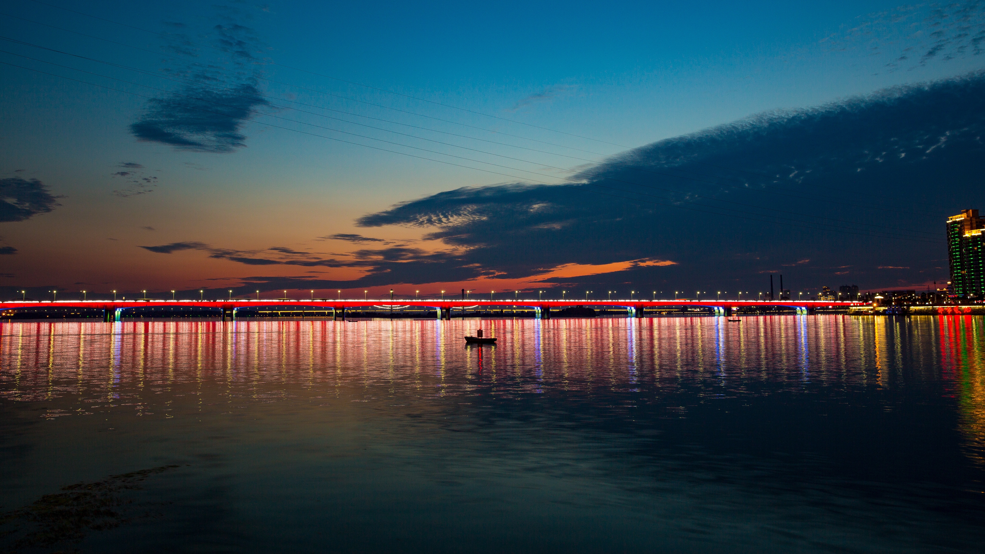 night city bridge boat sea 4k 1538066409