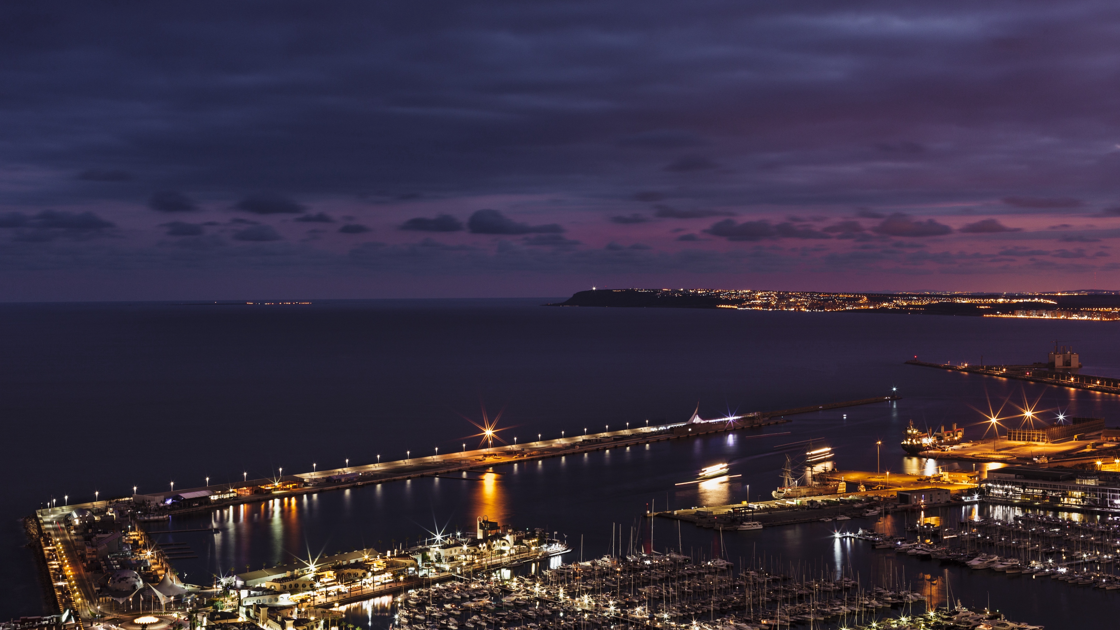 night city port pier top view 4k 1538066577