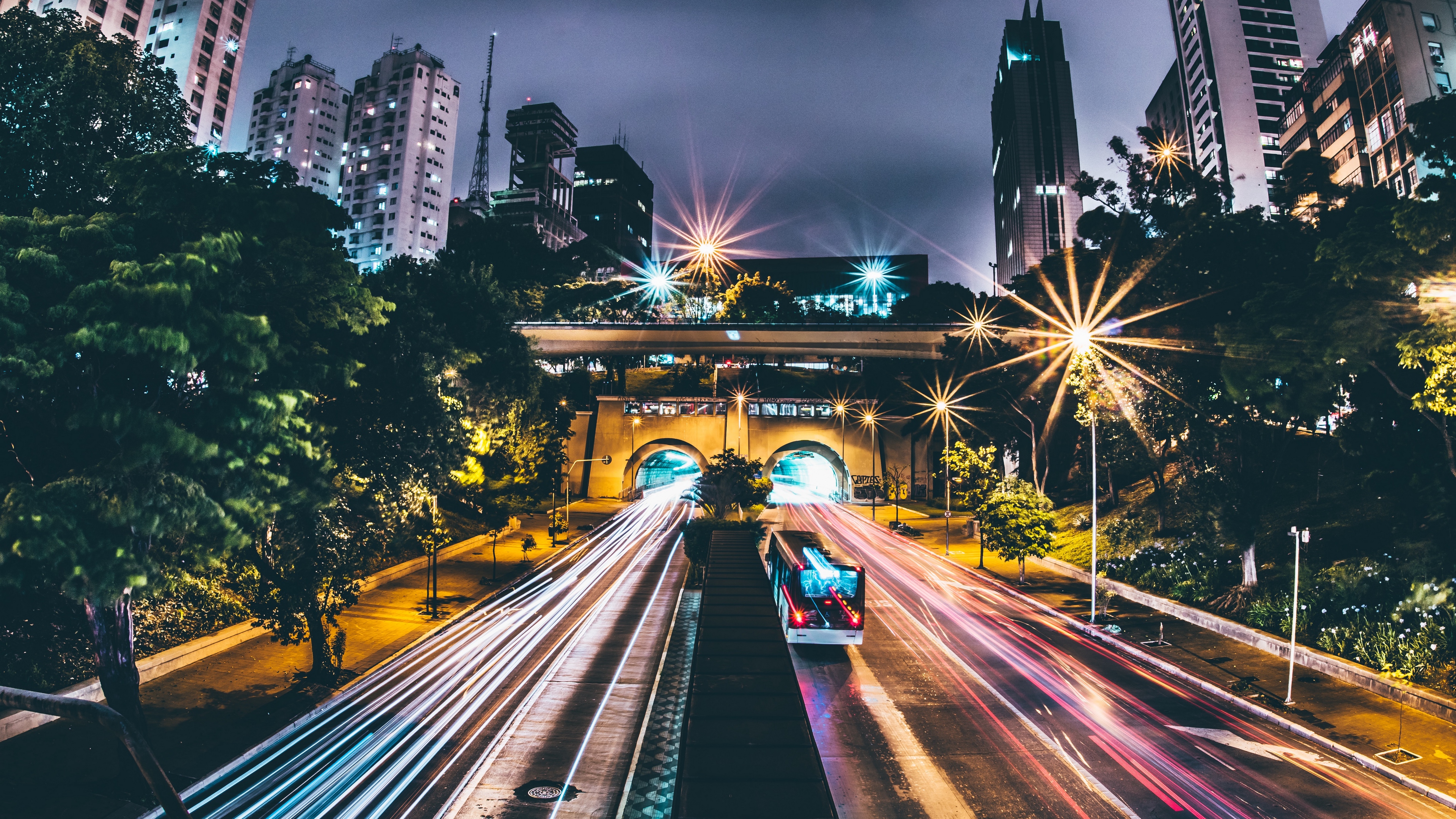 night city road traffic light 4k 1538067199