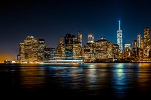 night city shore skyscrapers 4k 1538066573