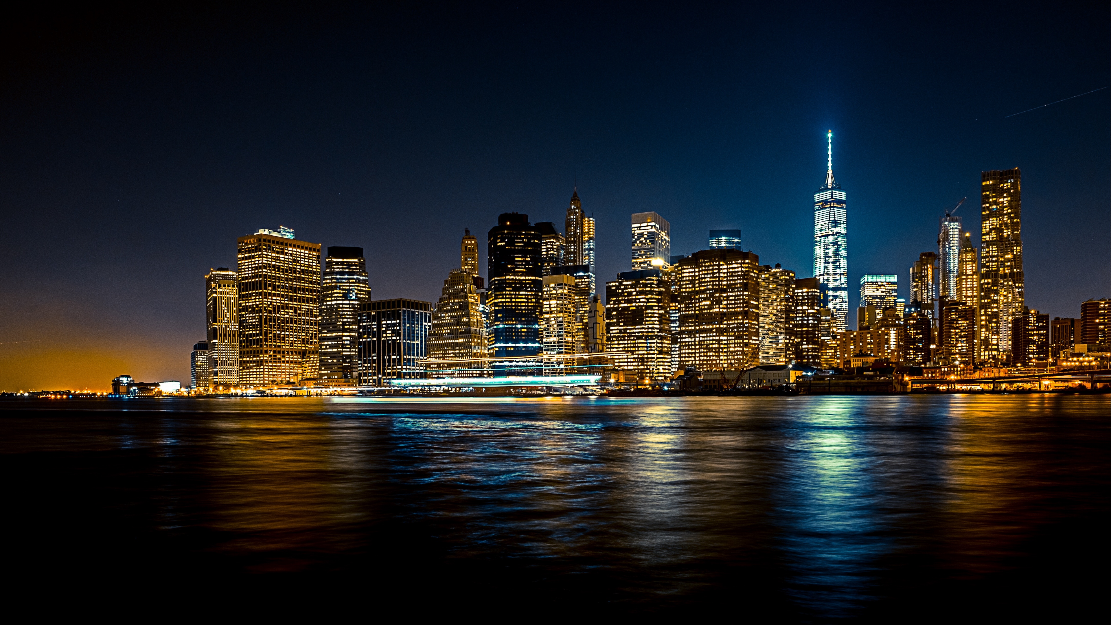 night city shore skyscrapers 4k 1538066573