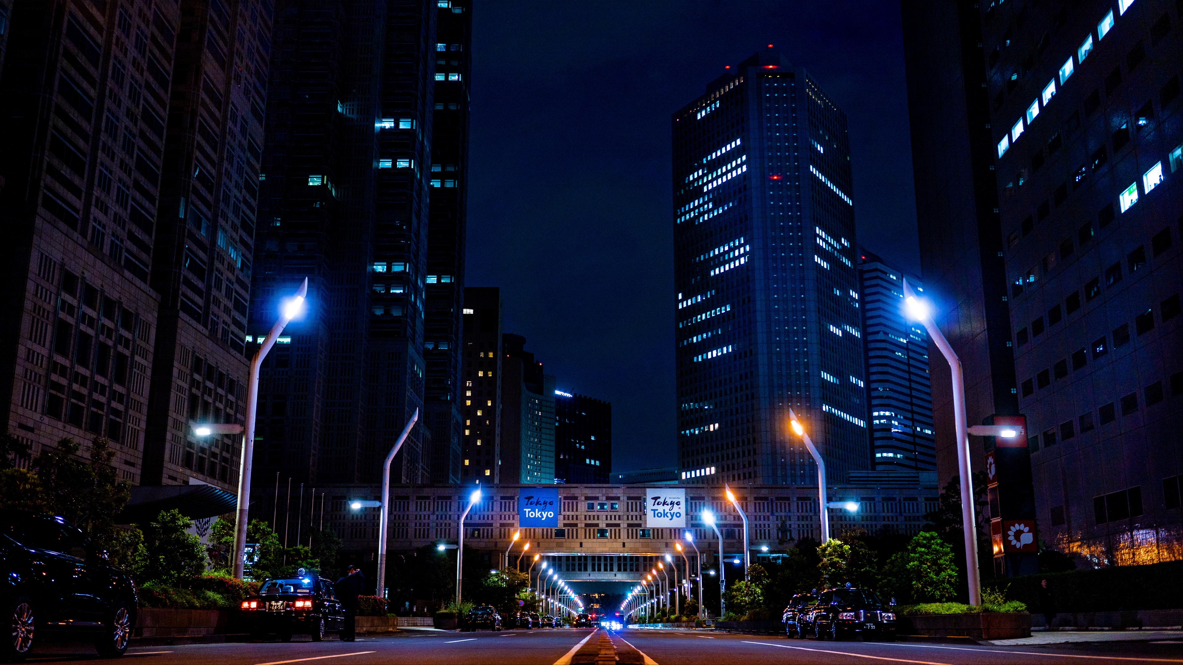 night city skyscrapers city lights bridge 4k 1538067945