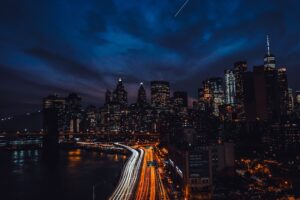 night city skyscrapers night bridge 4k 1538065958