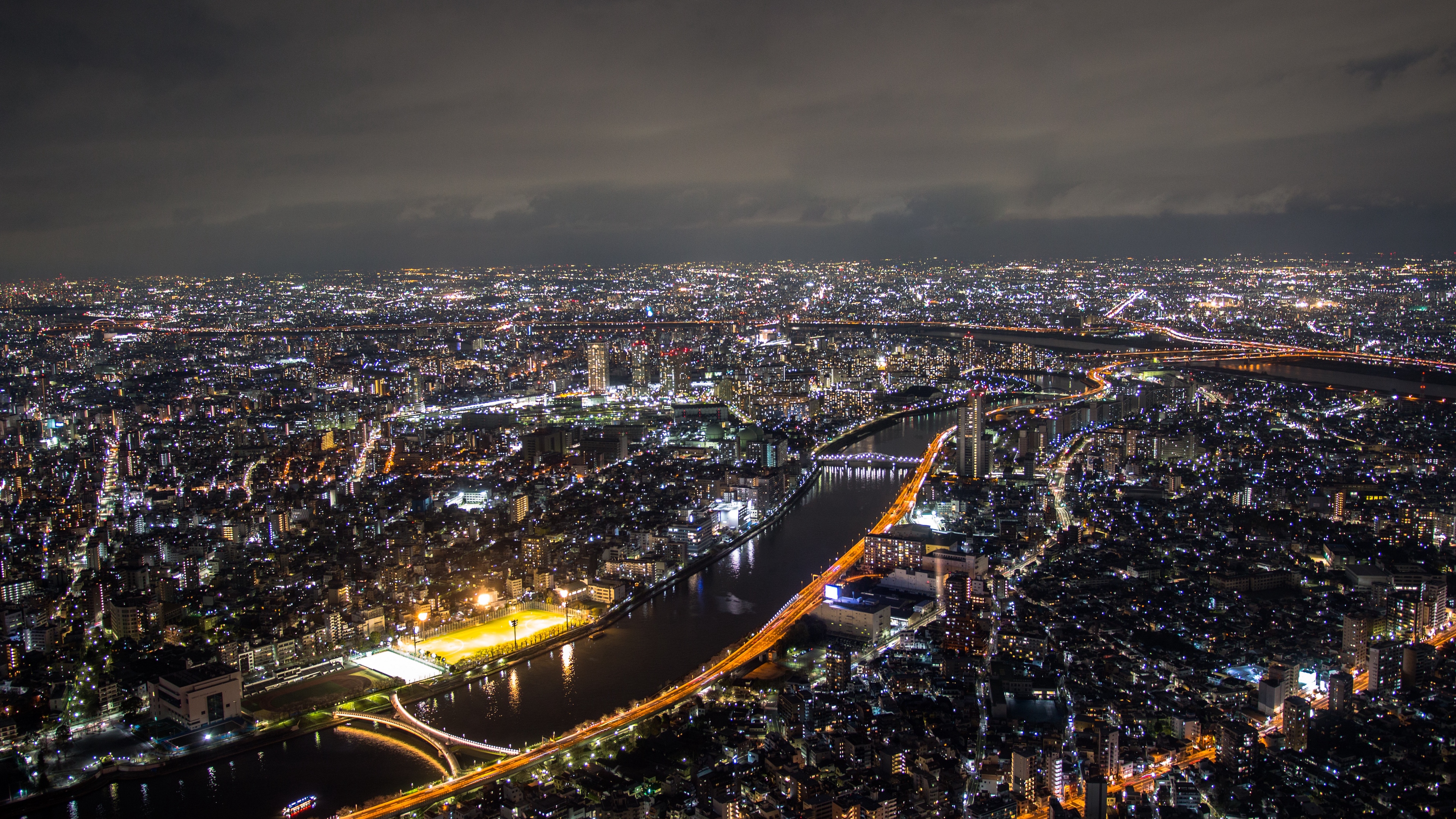 night city sumida japan buildings river 4k 1538064563